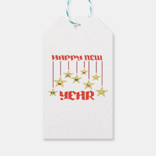 Happy New Year stars Gift Tags