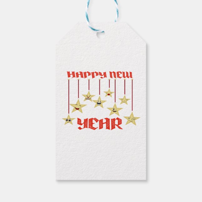Happy New Year stars Gift Tags (Back)
