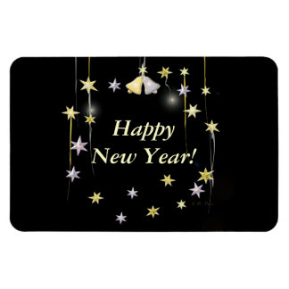 Happy New Year Stars on Black Magnet