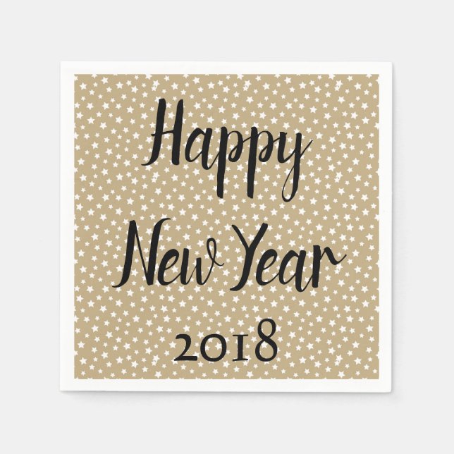 Happy New Year Stars Paper Napkins (Front)