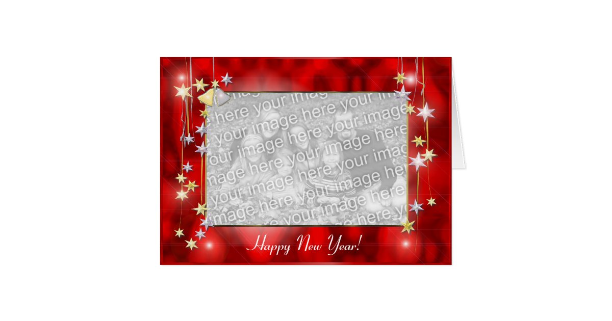Happy New Year Stars Photo Frame Card Zazzle Com