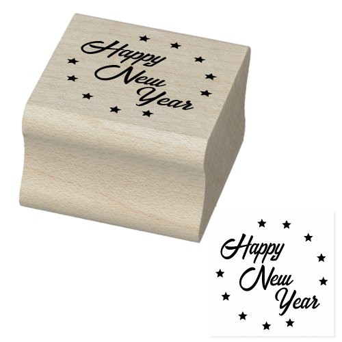 Happy New Year Stars Rubber Stamp