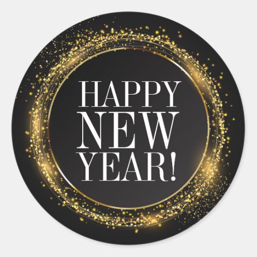 Happy New Year Sticker 2024 in Glittery Gold and B