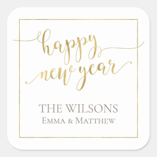 Happy New Year Sticker _ White  Gold