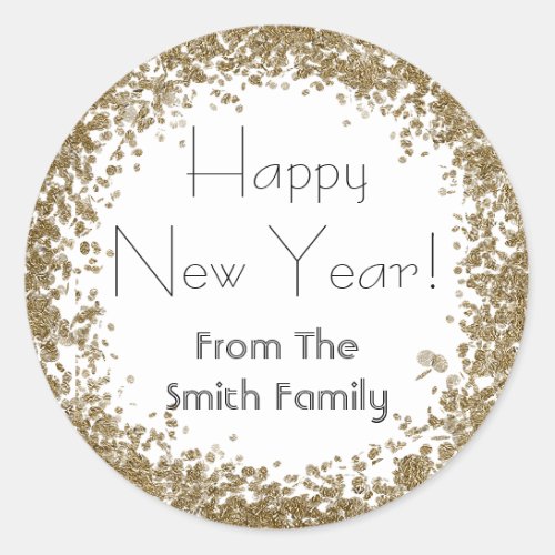 Happy New Year Sticker with gold and black