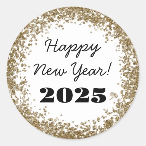 Happy New Year Sticker with gold and black