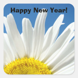 Happy New Year! stickers Blue Sky White Daisy