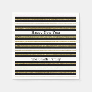 Happy New Year Stripes Napkins