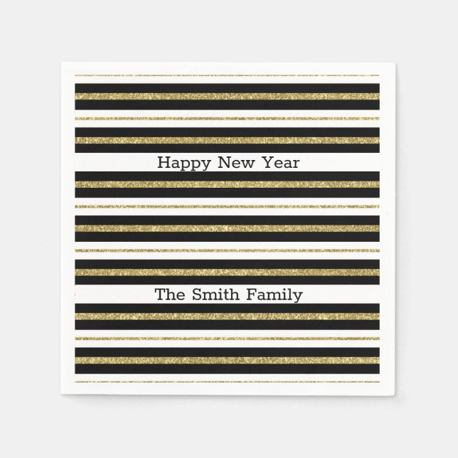 Happy New Year Stripes Napkins (Front)