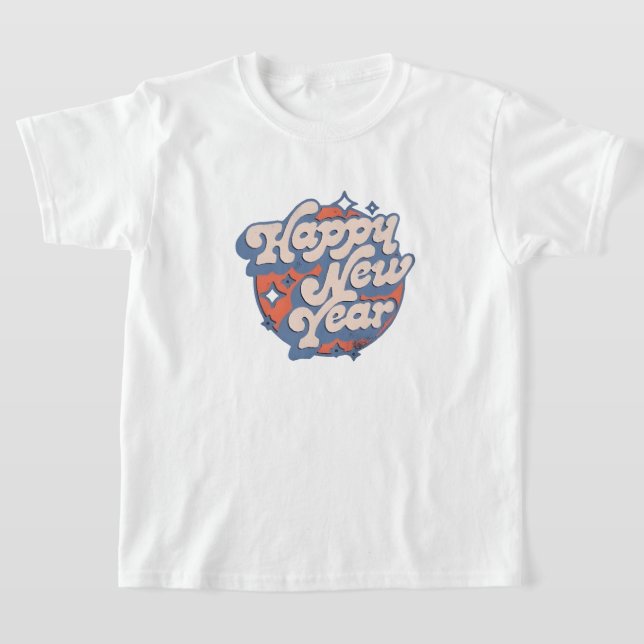 "Happy New Year" T-Shirt - Festive and Fun Design (Laydown)