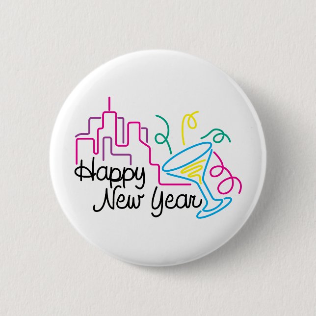 Happy New Year T-Shirts New Year's Button (Front)