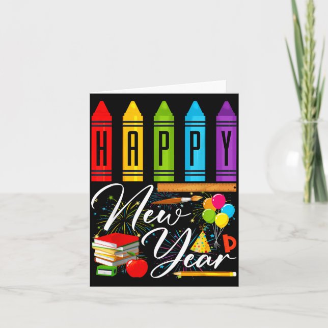 Happy New Year Teacher Fireworks New Years Eve Par Card (Front)