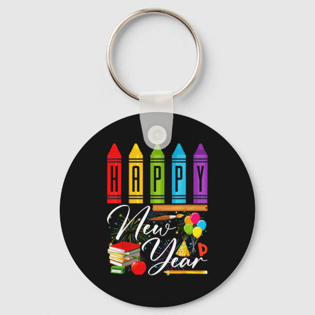 Happy New Year Teacher Fireworks New Years Eve Par Keychain (Front)