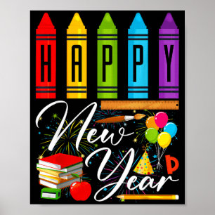 Happy New Year Teacher Fireworks New Years Eve Par Poster