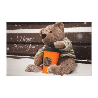 Happy New Year. Teddy Bear. Canvas Print