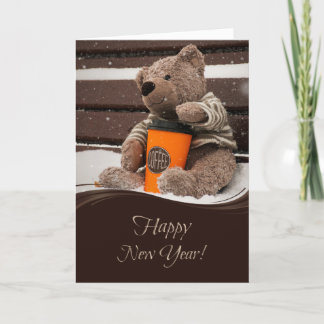 Happy New Year. Teddy Bear. Holiday Card