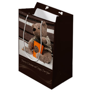 Happy New Year. Teddy Bear. Medium Gift Bag