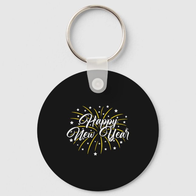 Happy New Year Tee Uni-kids Black Small  Keychain (Front)