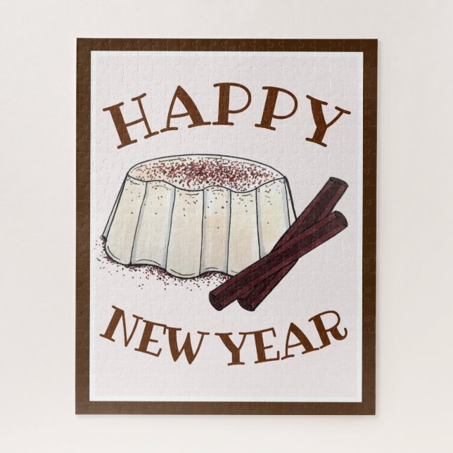 Happy New Year Tembleque Puerto Rican Pudding Jigsaw Puzzle (Vertical)