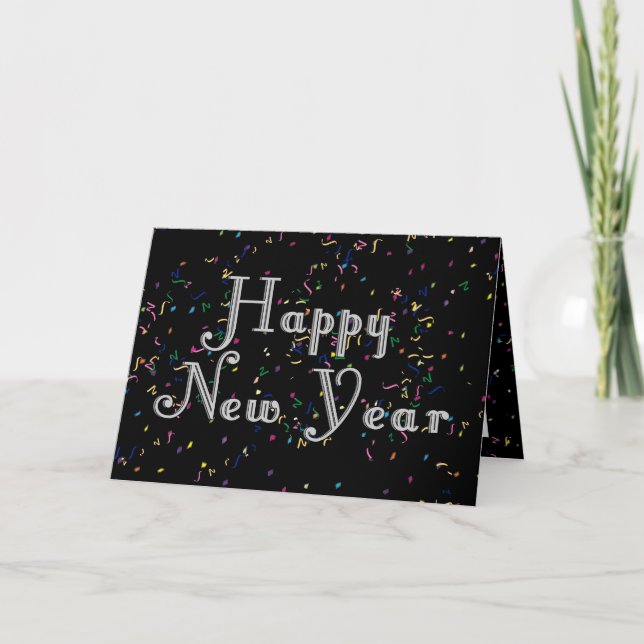 Happy New Year Text Design Holiday Card (Front)