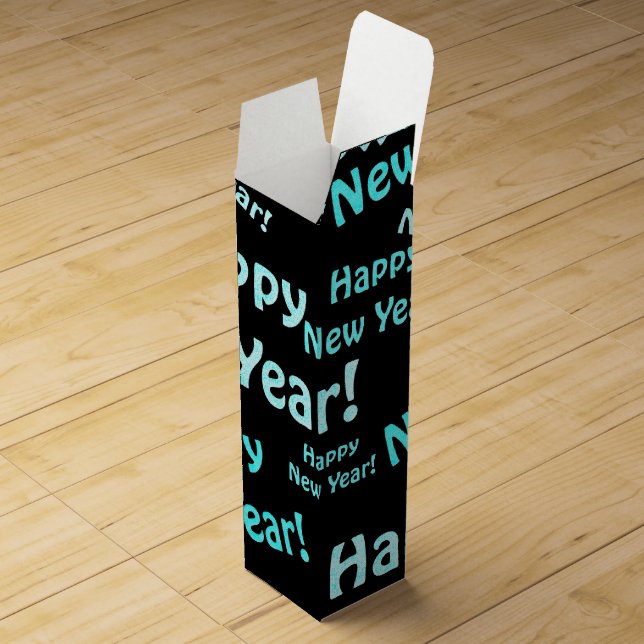 happy new year text wine gift box (Opened)