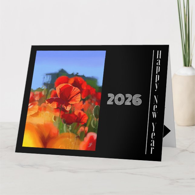 Happy New Year - the poppies house Painting Card (Front)