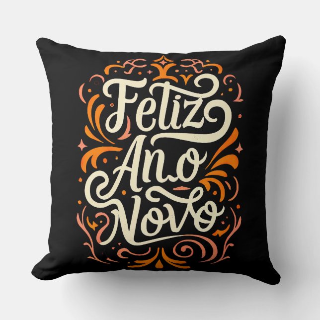 Happy New Year Throw Pillow (Front)