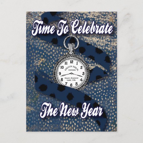 Happy New Year Time To Celebrate Holiday Postcard