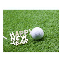 Happy New Year to Golfer Postcard