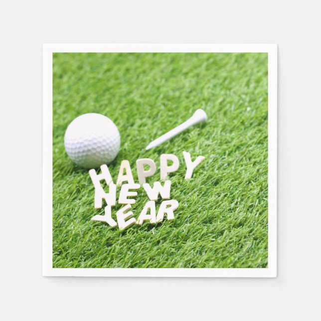 Happy New Year to golfer with golf ball on green Napkins (Front)