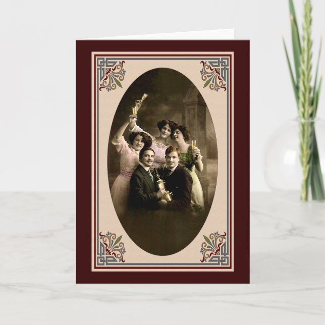 Happy New Year Toast Holiday Card (Front)