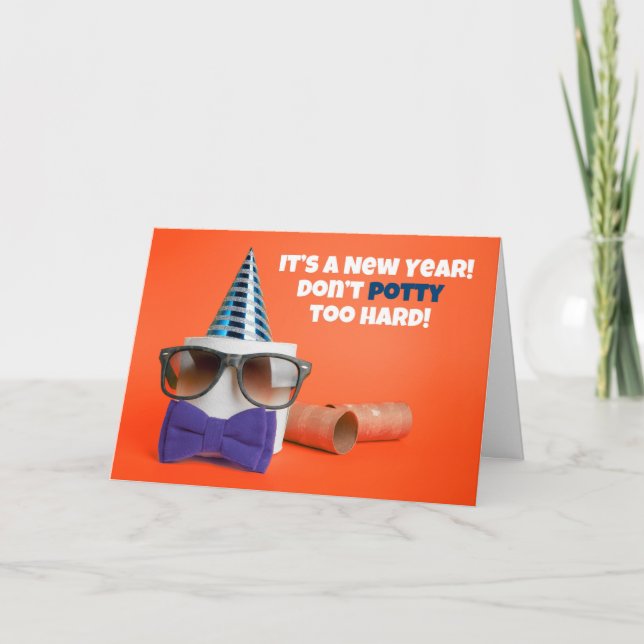 Happy New Year Toilet Paper Humor Holiday Card (Front)
