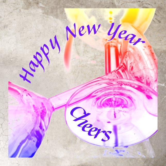 Happy New Year toppled Wine Glasses Cheers  Floor Decals (Insitu)