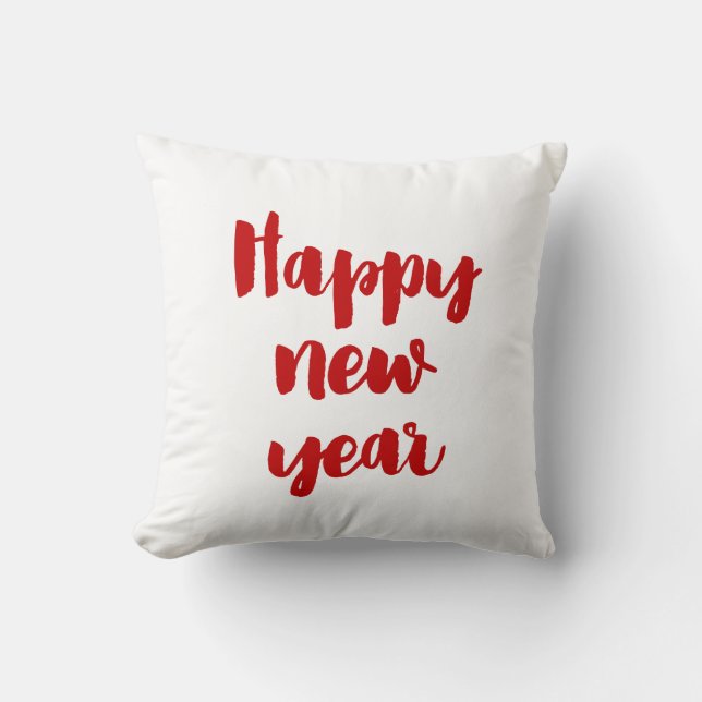Happy New Year trendy red font Throw Pillow (Front)