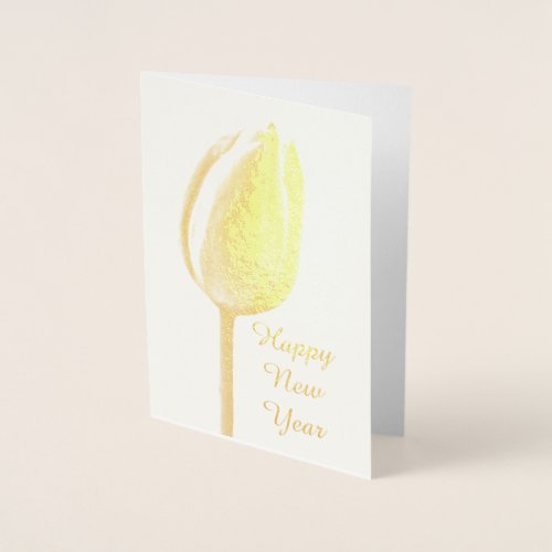 Happy New Year Tulip Floral Flower Photo Art Cool Foil Card