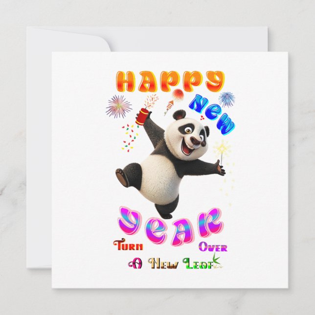 Happy New Year Turn Over A New Leaf Note Card (Front)