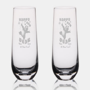 Happy New Year Turn Over A New Leaf Stemless Champagne Flute