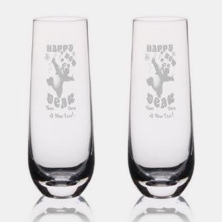 Happy New Year Turn Over A New Leaf Stemless Champagne Flute