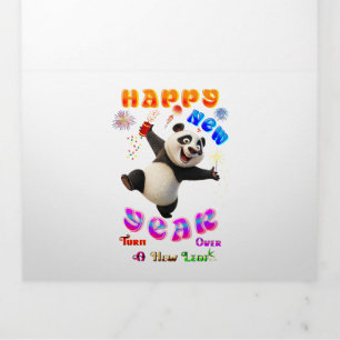 Happy New Year Turn Over A New Leaf Tri-Fold Announcement