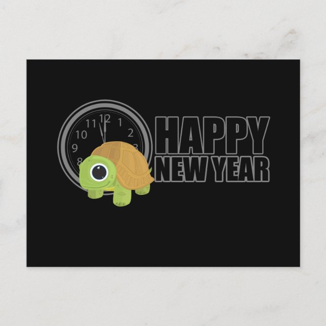 Happy New Year - Turtle Holiday Postcard (Front)