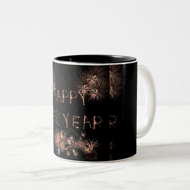 Happy New Year Two-Tone Coffee Mug (Front Right)