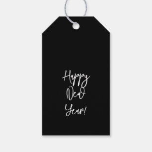 Happy New Year! Typography Black White Elegant Gift Tags
