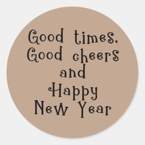 Happy New Year Typography Kraft Classic Round Sticker