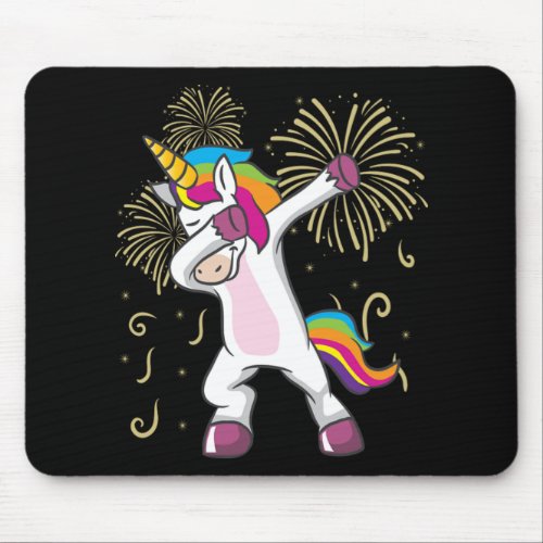 Happy New Year Unicorn Fireworks Holiday 2020 Gift Mouse Pad