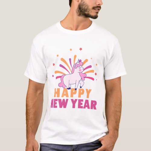 Happy New Year Unicorn Greeting T_Shirt