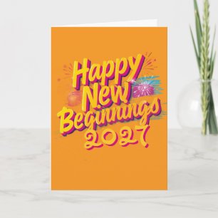 Happy New year vibrant colorful  Greeting Card