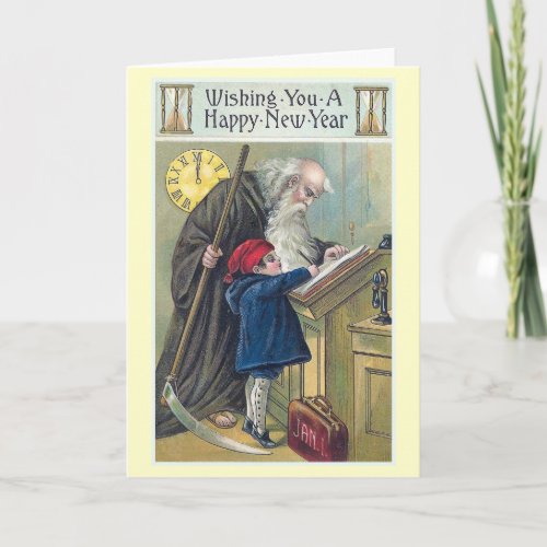 Happy New Year Vintage Holiday Card