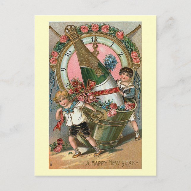 "Happy New Year" Vintage Holiday Postcard (Front)