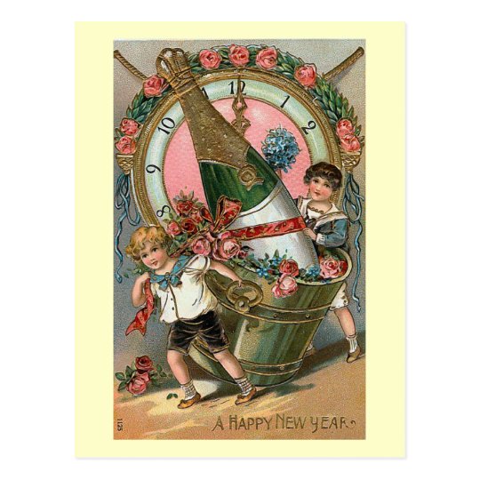 &quot;Happy New Year&quot; Vintage Postcard | Zazzle.com