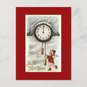 Happy New Year Vintage Postcards Child with Clock